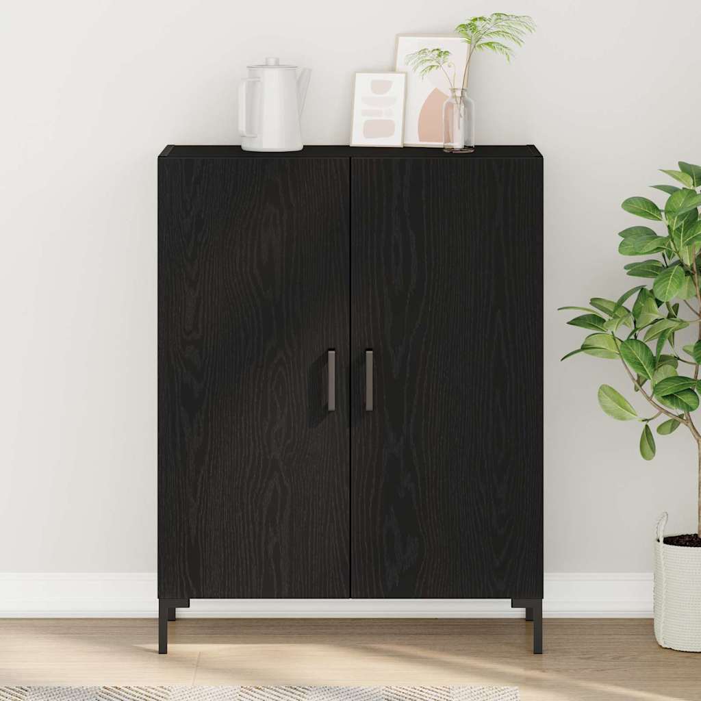 Dressoir Zwart Eiken 69,5 x 34 x 90 cm Bewerkt hout is nu te koop bij PeponiXL, paradijselijk wonen!