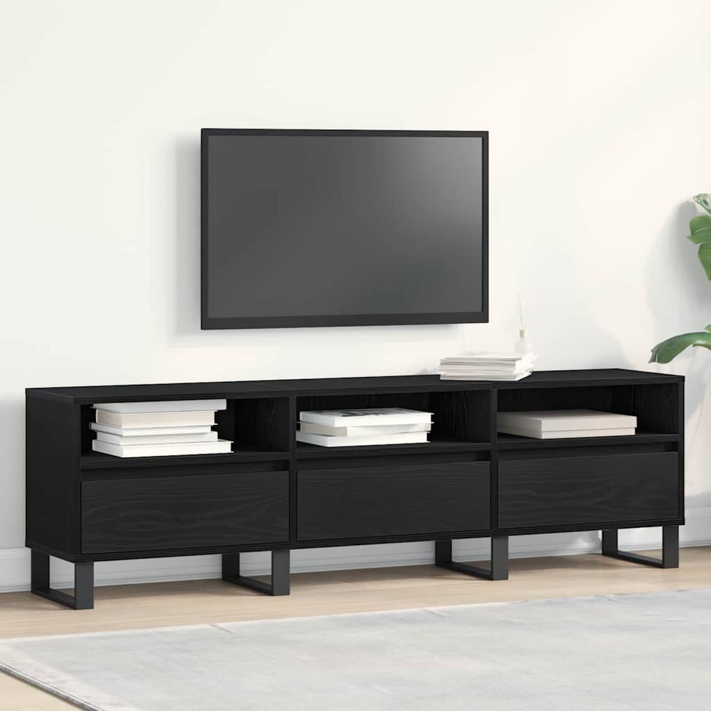 TV-kast met lade Zwart Eiken 150 x 30 x 44,5 cm Bewerkt hout is nu te koop bij PeponiXL, paradijselijk wonen!