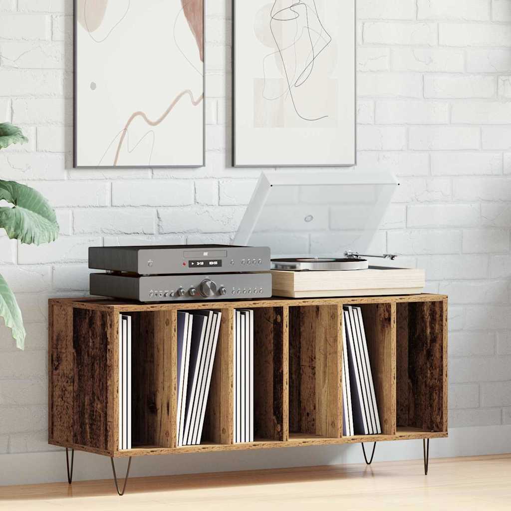 Platenkast met plank Oud hout 100 x 38 x 48 cm Bewerkt hout is nu te koop bij PeponiXL, paradijselijk wonen!