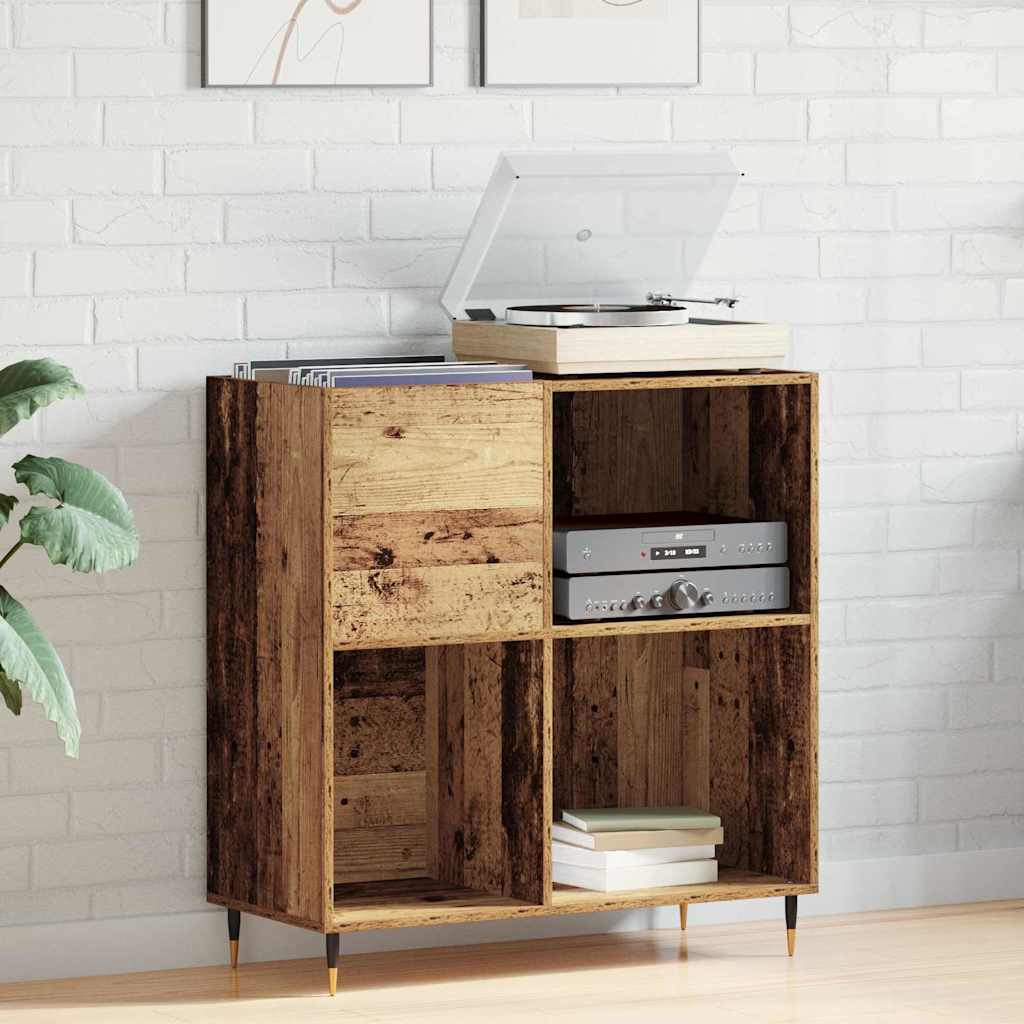 Platenkast met plank Oud hout 85 x 38 x 89 cm Bewerkt hout is nu te koop bij PeponiXL, paradijselijk wonen!