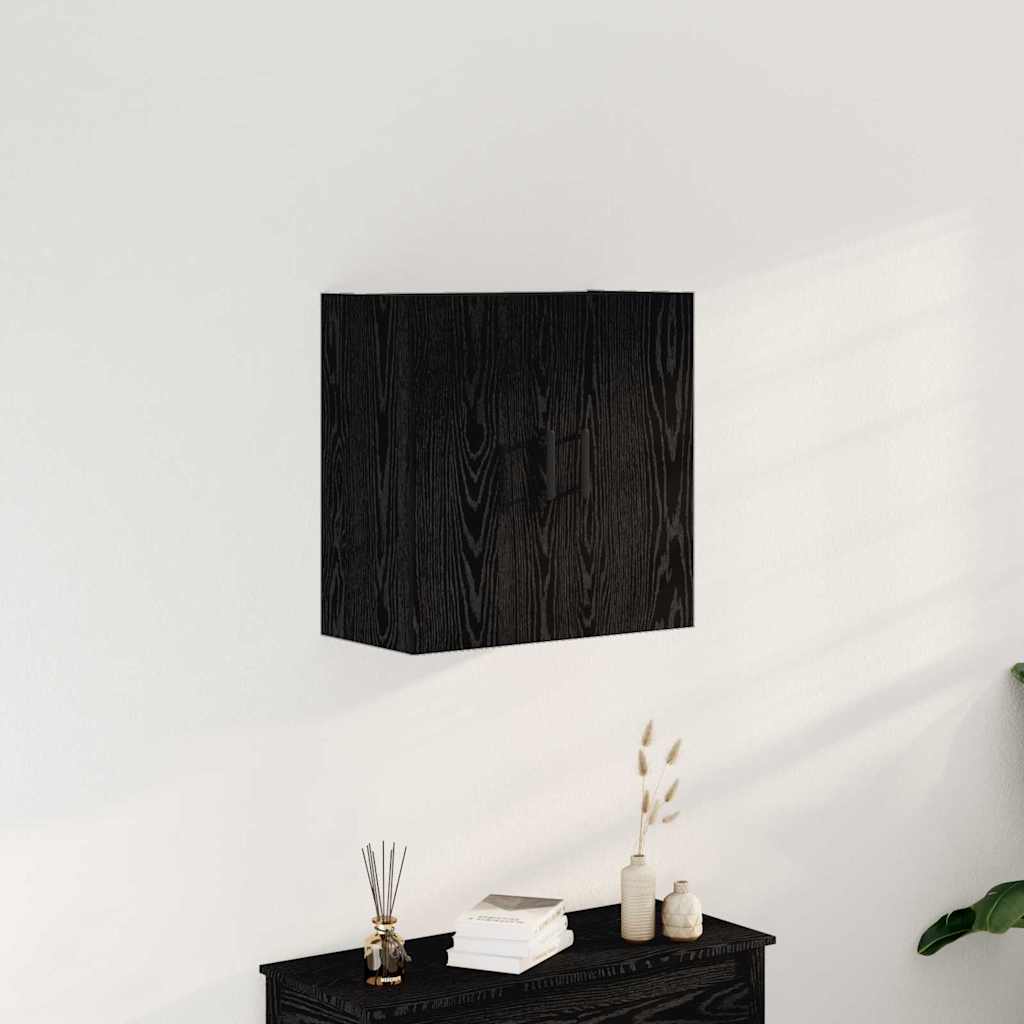 Wandkast Zwart Eiken 60 x 31 x 60 cm Bewerkt hout is nu te koop bij PeponiXL, paradijselijk wonen!