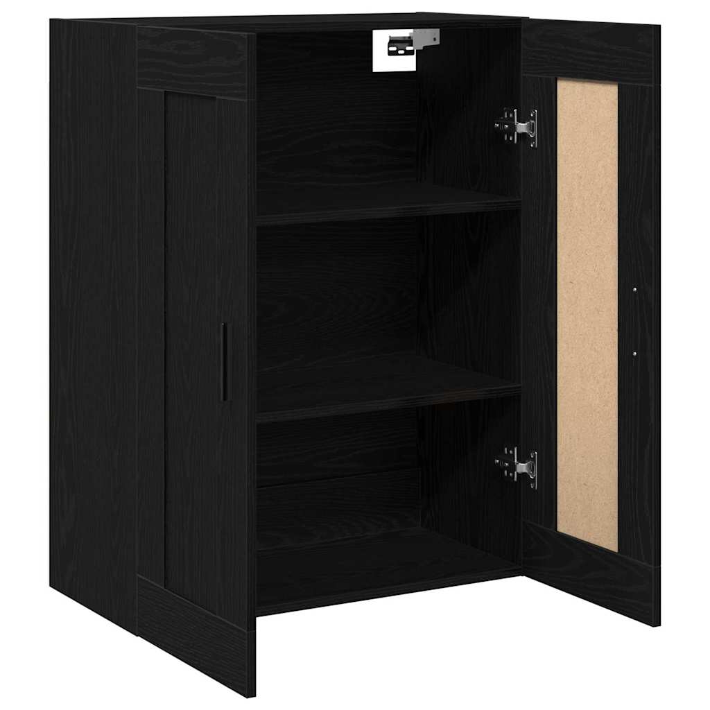 Wandkast Zwart Eiken 69,5 x 34 x 90 cm Bewerkt hout is nu te koop bij PeponiXL, paradijselijk wonen!