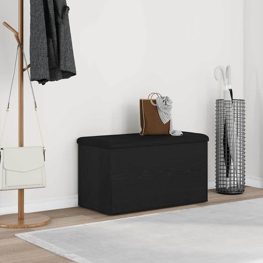 Opslagbank met opslag Zwart Eiken 82 x 42 x 45 cm Bewerkt hout is nu te koop bij PeponiXL, paradijselijk wonen!