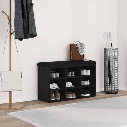Schoenenbank met plank Zwart 82 x 32 x 50 cm Bewerkt hout is nu te koop bij PeponiXL, paradijselijk wonen!