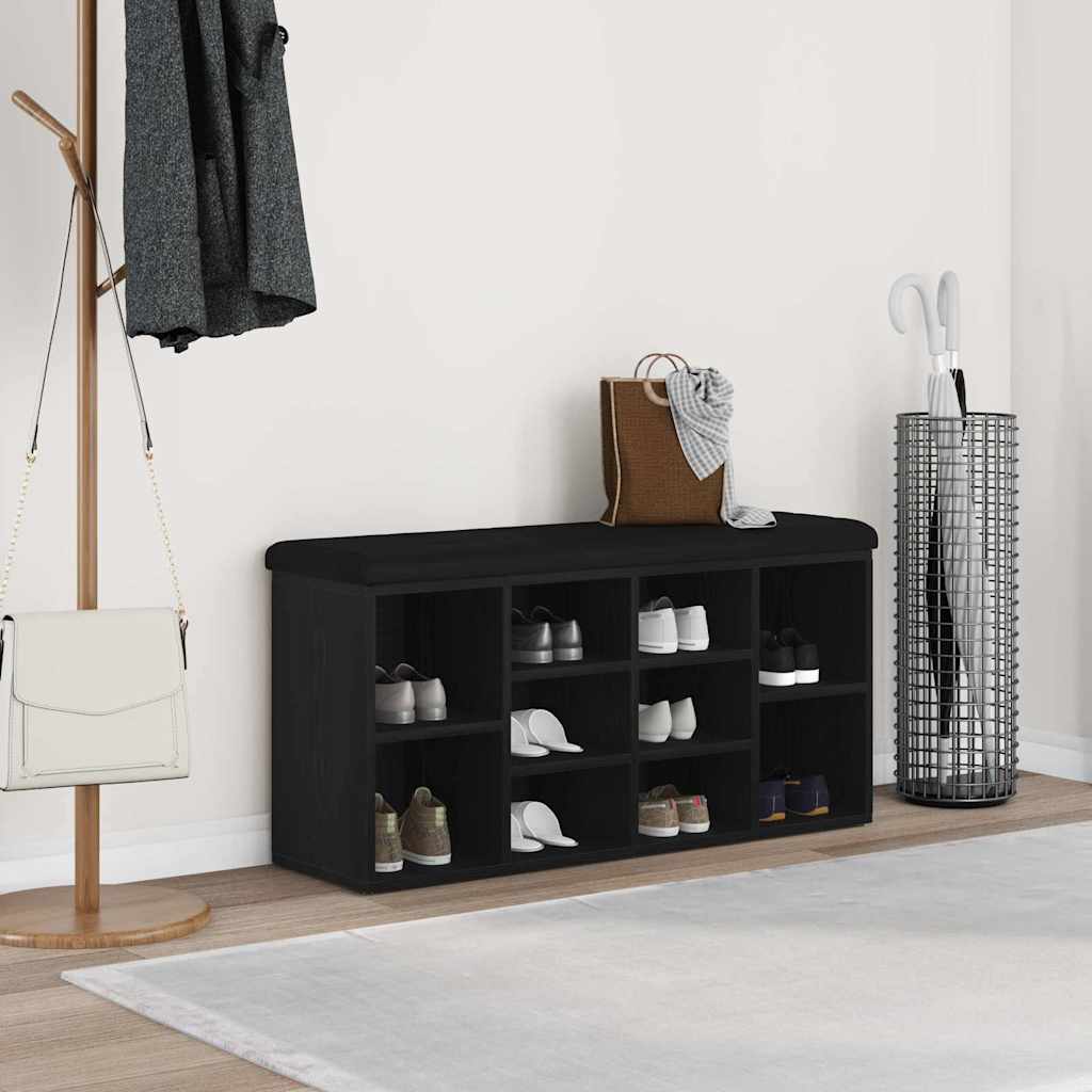 Schoenenbank Zwart Eiken 102 x 32 x 50 cm Bewerkt hout is nu te koop bij PeponiXL, paradijselijk wonen!