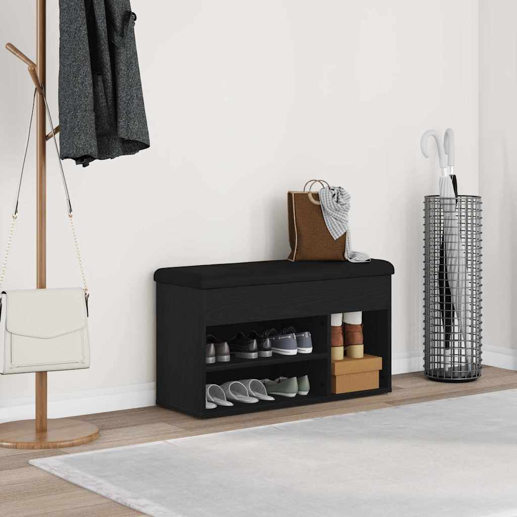 Schoenenbank met plank Zwart 80 x 30 x 45 cm Bewerkt hout is nu te koop bij PeponiXL, paradijselijk wonen!