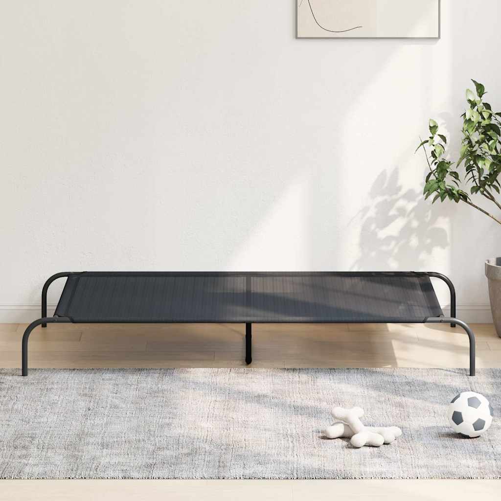 Hondenmand verhoogd 150x90x20 cm textiel en staal zwart is nu te koop bij PeponiXL, paradijselijk wonen!