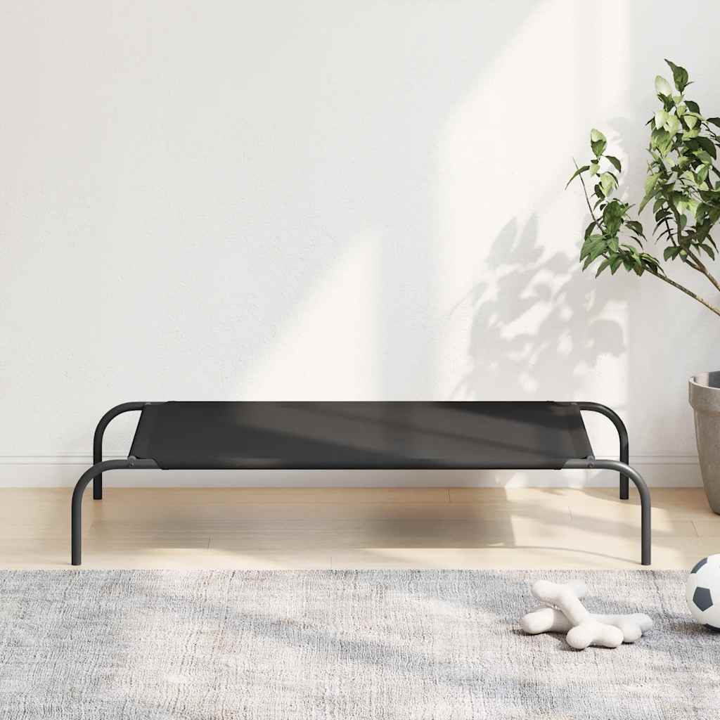 Hondenmand verhoogd 110x65x20 cm Oxford stof en staal zwart is nu te koop bij PeponiXL, paradijselijk wonen!