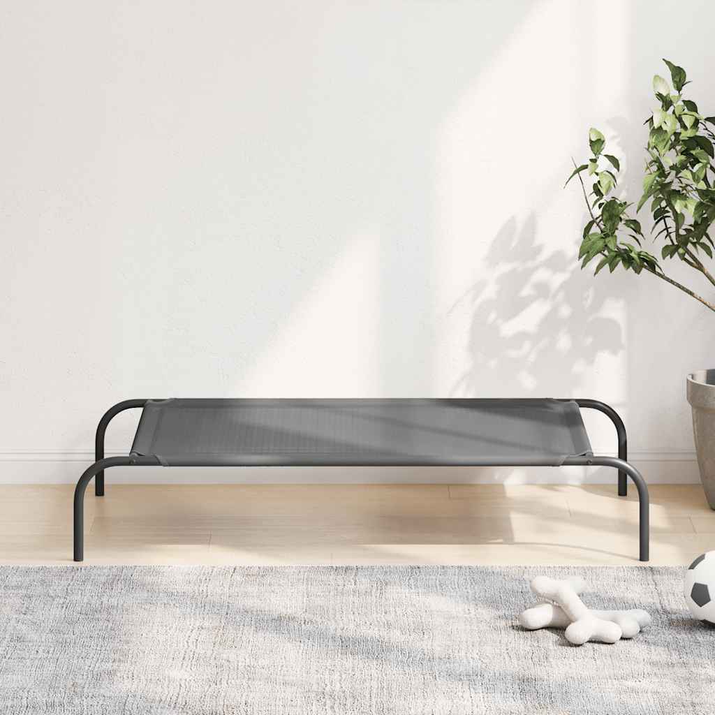 Hondenmand verhoogd 110x65x20 cm textiel en staal grijs is nu te koop bij PeponiXL, paradijselijk wonen!