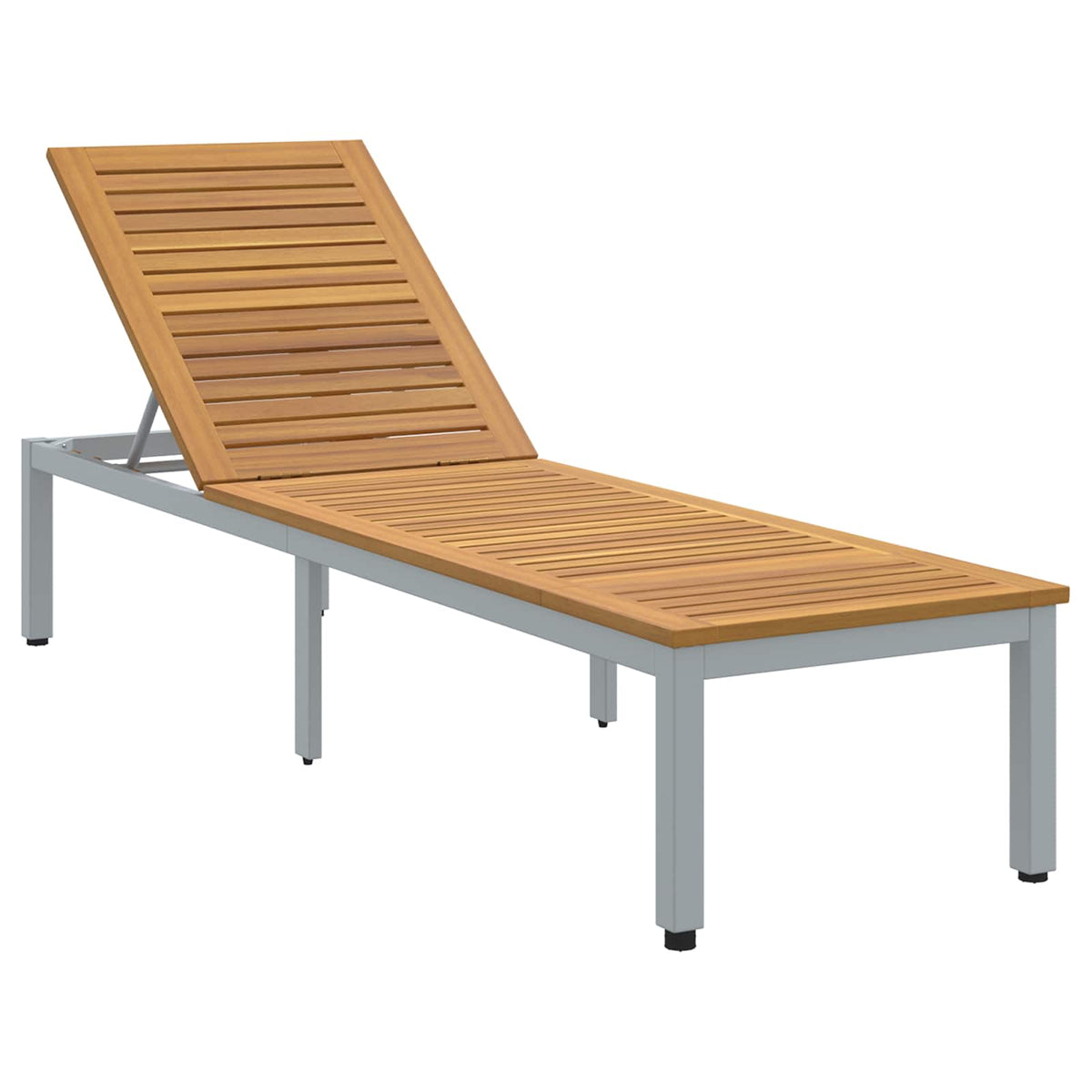 Ligbed Grijs 200 x 55 x 35 cm Massief Acaciahout is nu te koop bij PeponiXL, paradijselijk wonen!