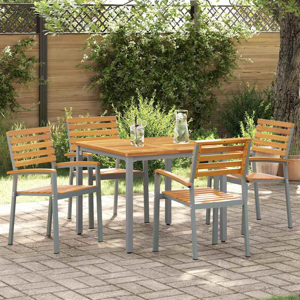 Tuinstoel 4 pcs Bruin 56 x 57 x 87 cm Massief Acaciahout is nu te koop bij PeponiXL, paradijselijk wonen!