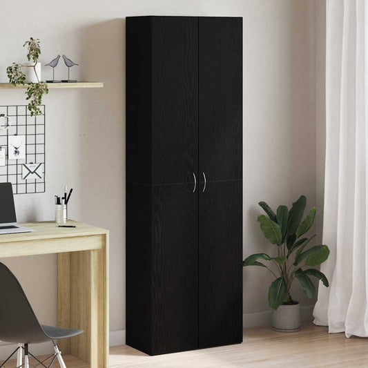 Kantoorkast met plank Zwart Eiken 60 x 32 x 190 cm Bewerkt hout is nu te koop bij PeponiXL, paradijselijk wonen!