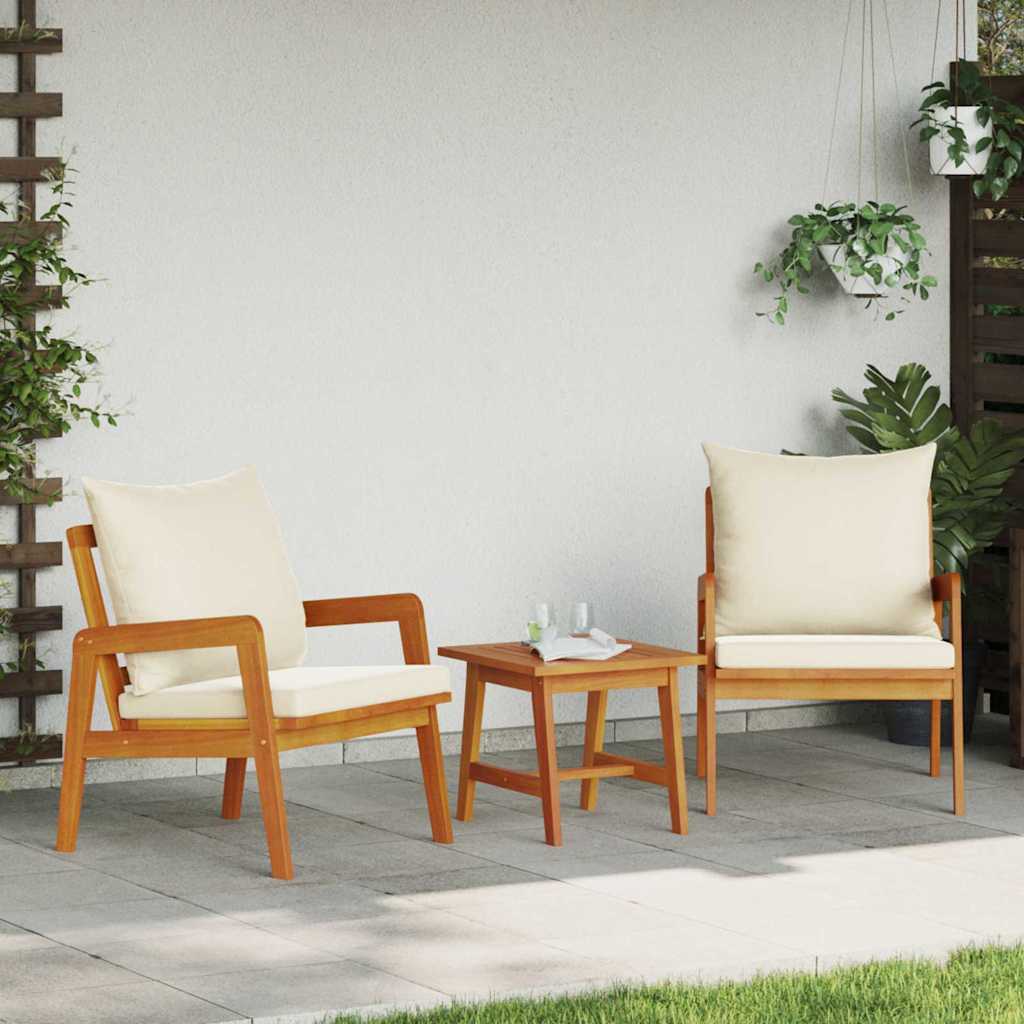 Bistroset met kussen 3 pcs Bruin Massief Acaciahout is nu te koop bij PeponiXL, paradijselijk wonen!