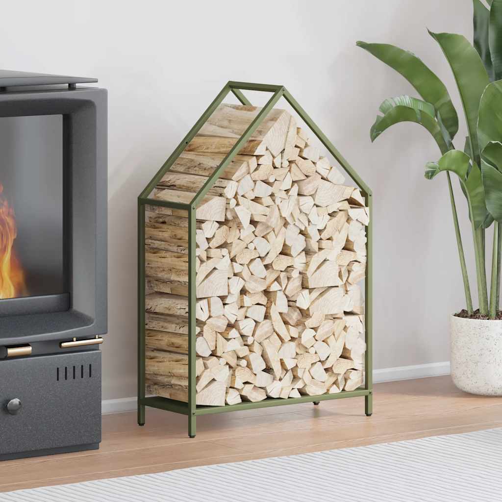 Brandhoutrek 60x25x90 cm koudgewalst staal olijfgroen is nu te koop bij PeponiXL, paradijselijk wonen!