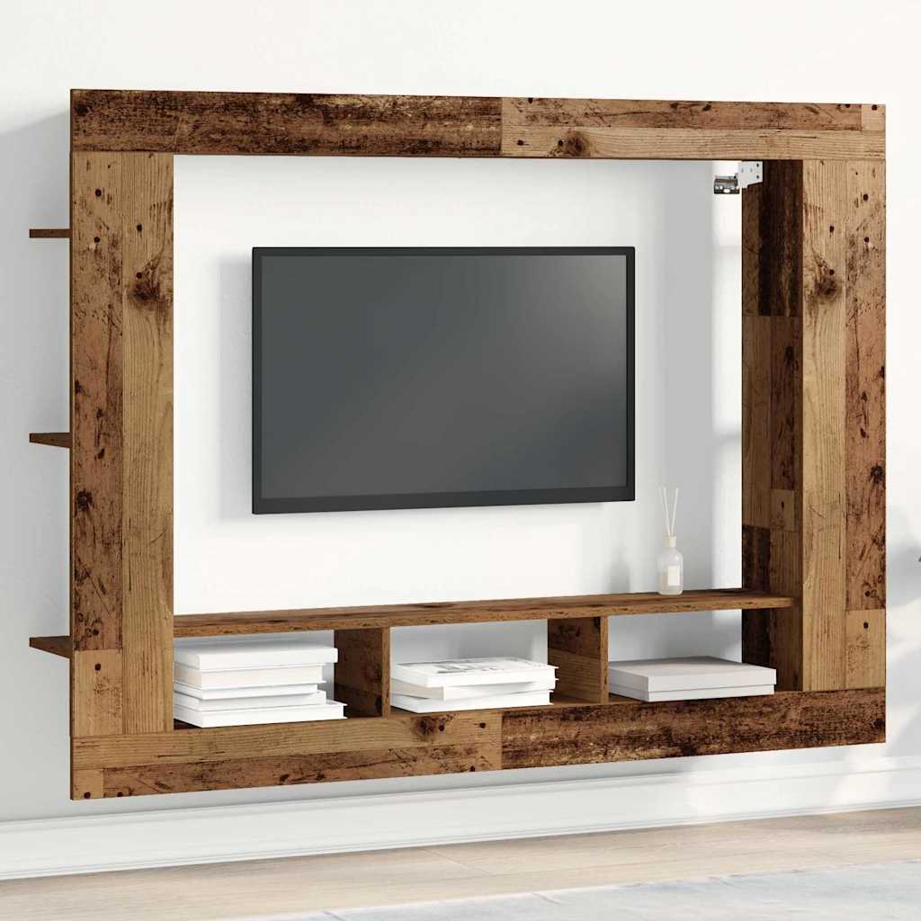 TV-kast Wandgemonteerd Oud hout 152 x 22 x 113 cm Bewerkt hout is nu te koop bij PeponiXL, paradijselijk wonen!