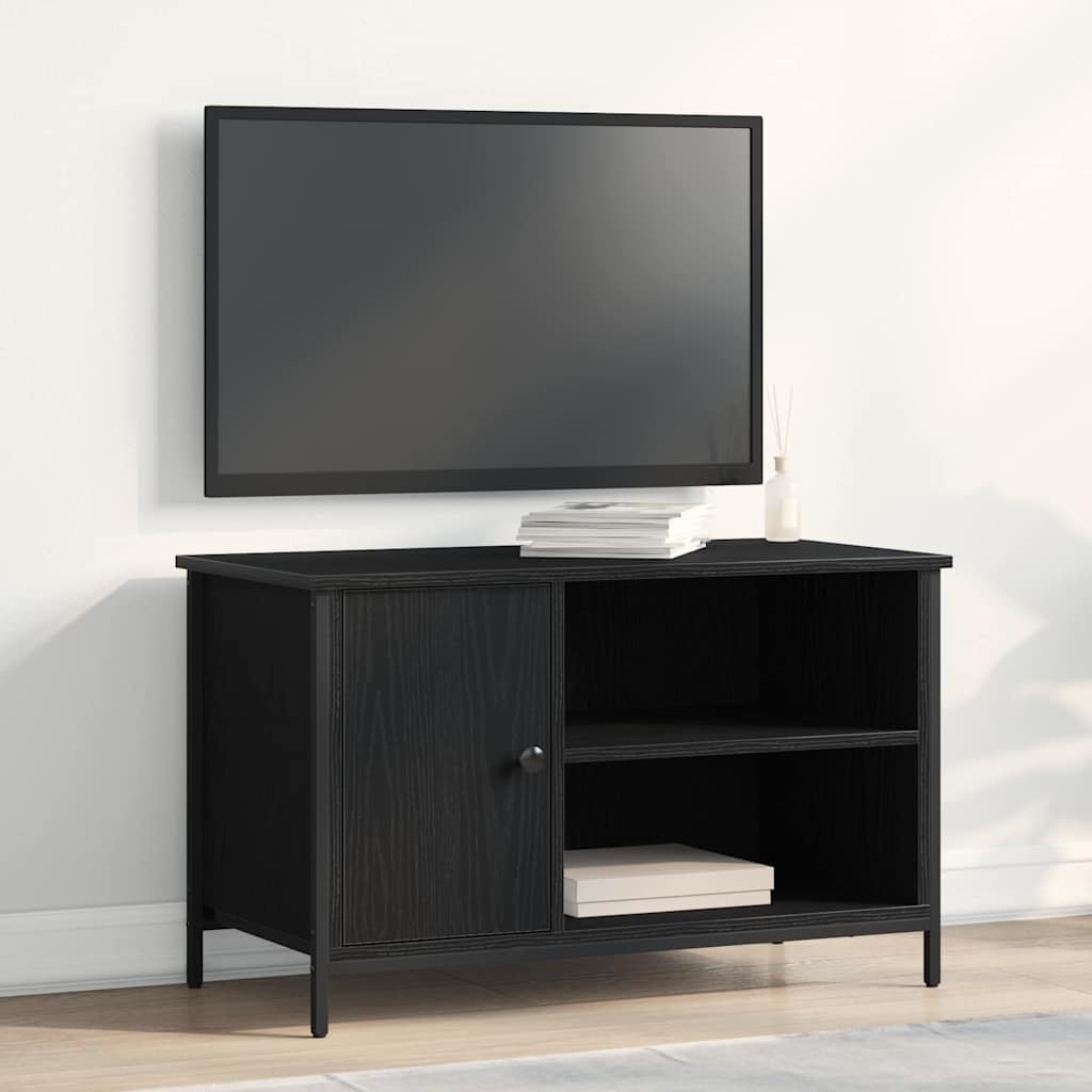 TV-kast Zwart eiken 80 x 40 x 50 cm Bewerkt hout is nu te koop bij PeponiXL, paradijselijk wonen!
