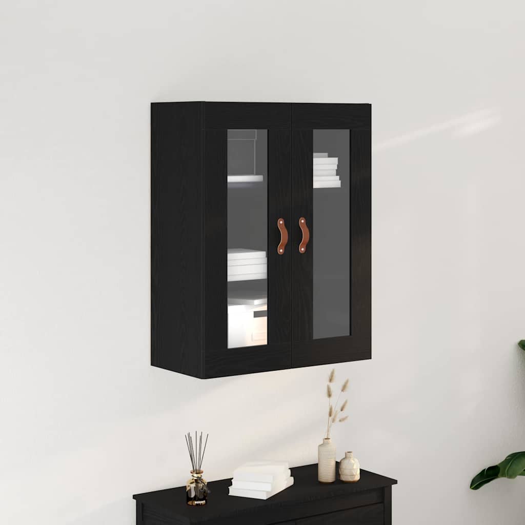 Wandkast Zwart Eiken 69,5 x 34 x 90 cm Bewerkt hout is nu te koop bij PeponiXL, paradijselijk wonen!