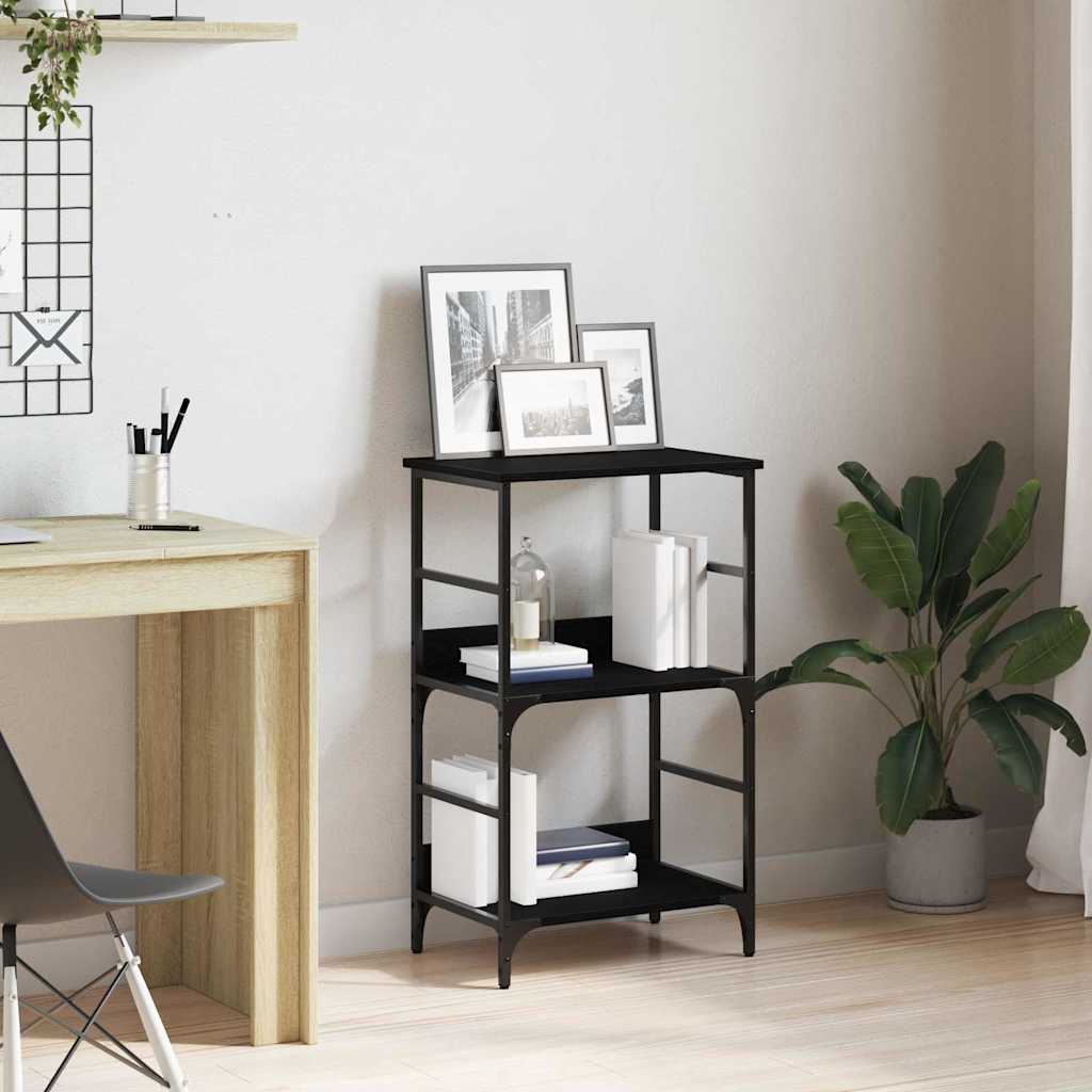 Boekenkast Zwart Eiken 50 x 33 x 82 cm Bewerkt hout is nu te koop bij PeponiXL, paradijselijk wonen!