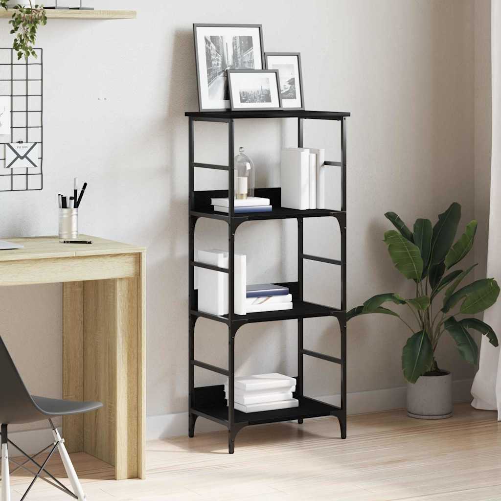 Boekenkast Zwart Eiken 50 x 33 x 117,5 cm Bewerkt hout is nu te koop bij PeponiXL, paradijselijk wonen!