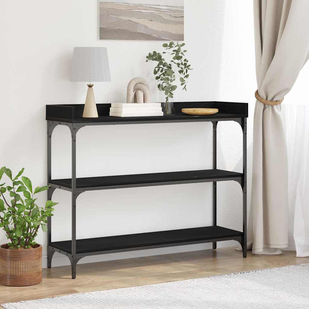 Console Tafel met plank met opslag Zwart eiken 100 x 30 x 80 cm is nu te koop bij PeponiXL, paradijselijk wonen!