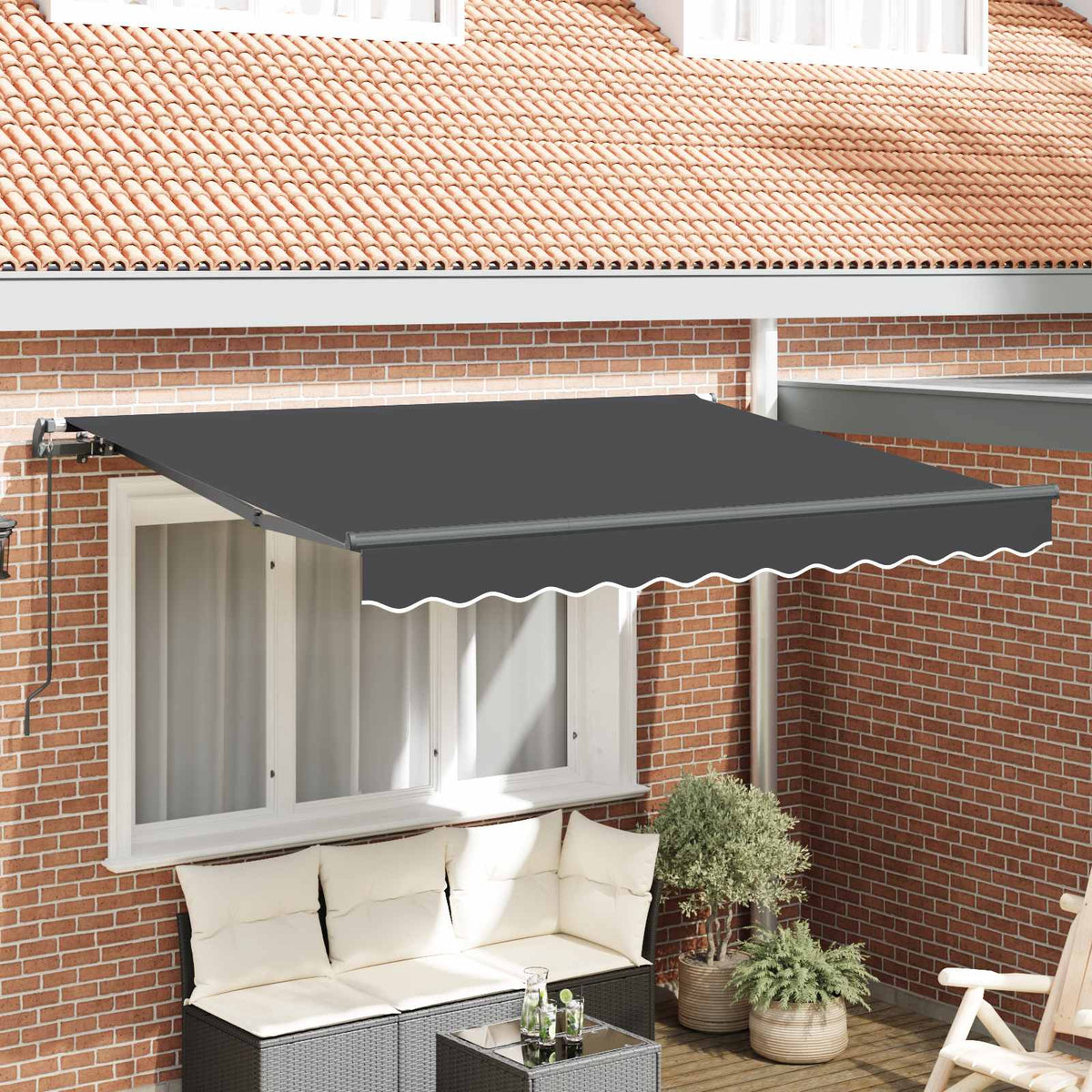 Inklapbaar Zonnescherm Antraciet 250 x 200 cm Stof is nu te koop bij PeponiXL, paradijselijk wonen!