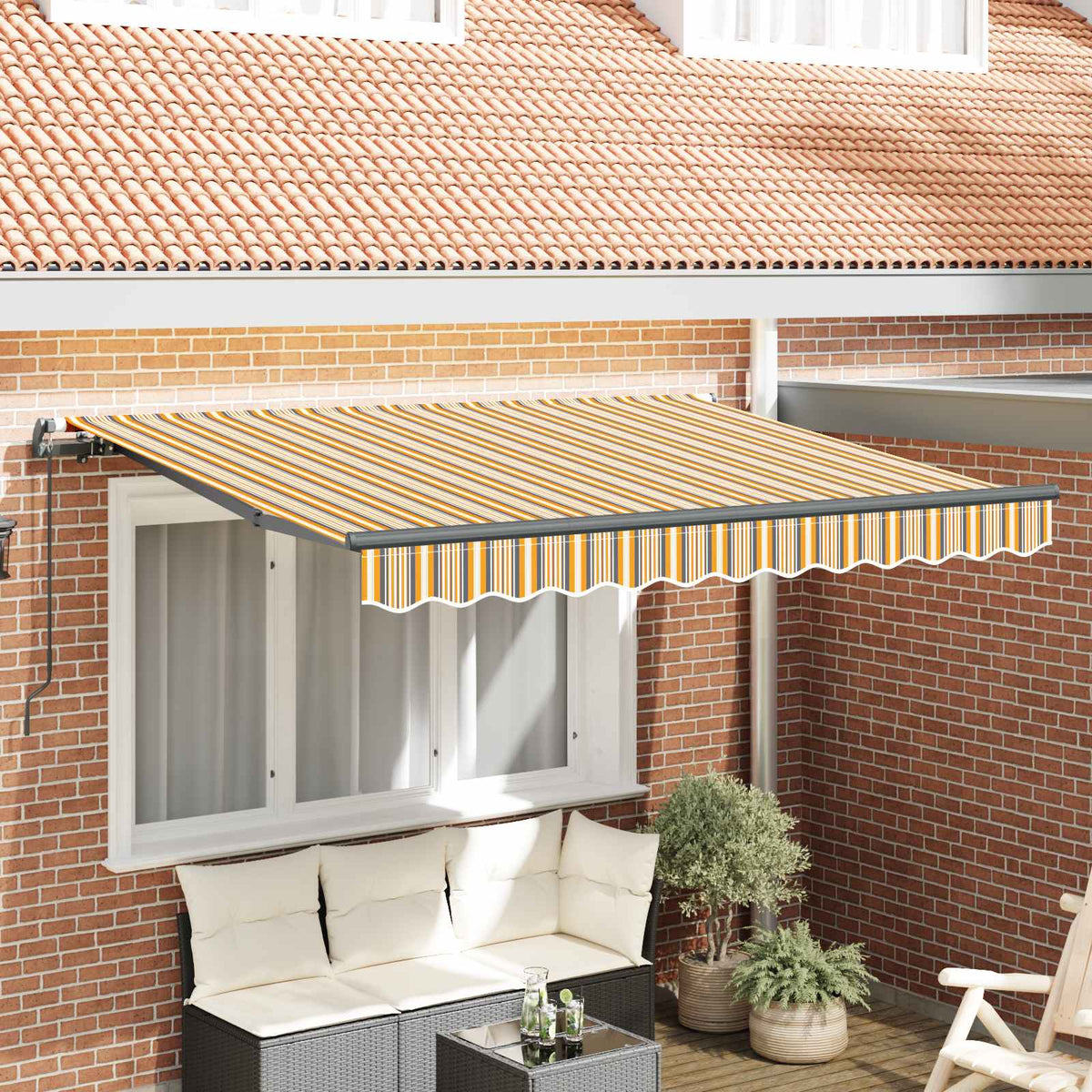 Inklapbaar Zonnescherm Geel 300 x 200 cm Stof is nu te koop bij PeponiXL, paradijselijk wonen!