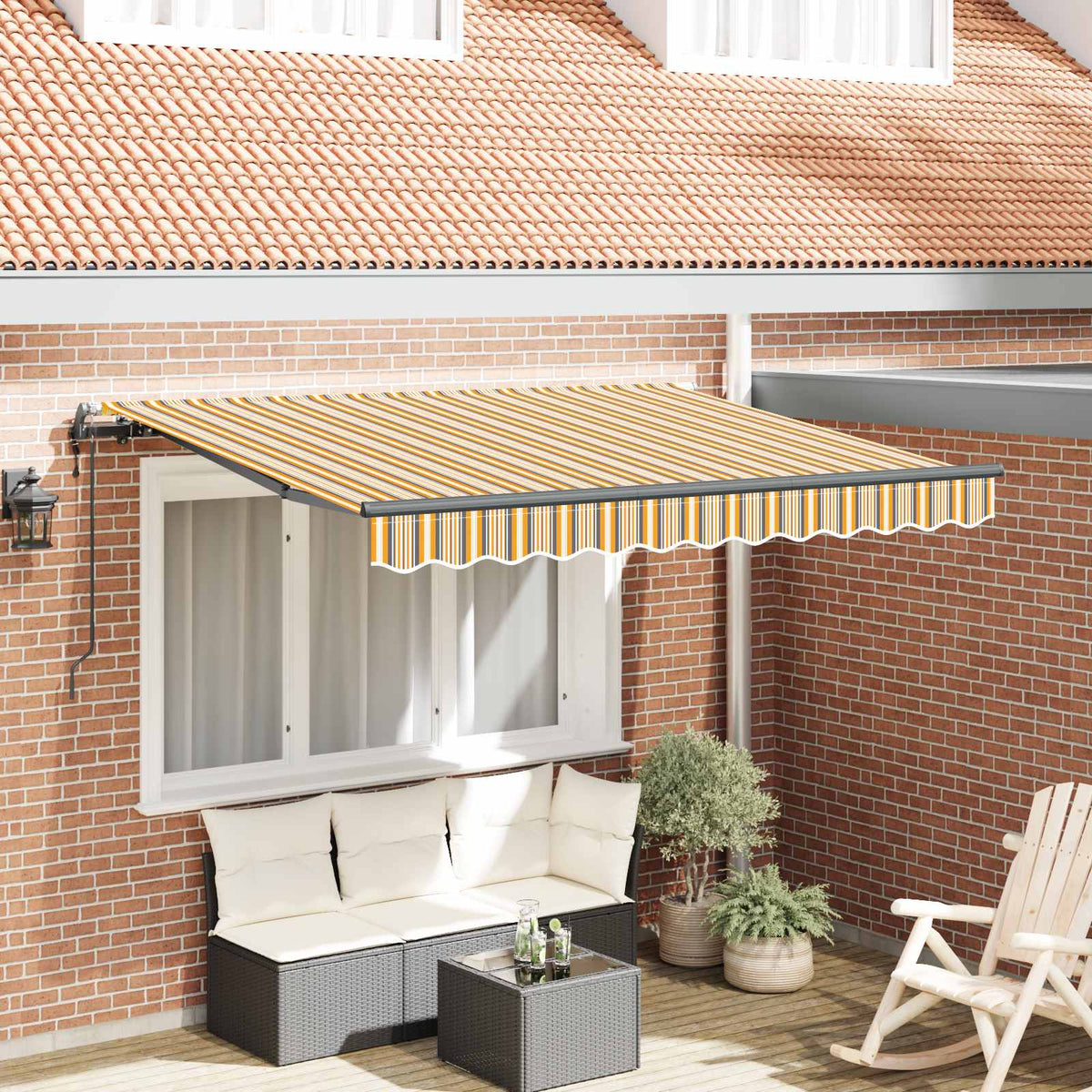 Inklapbaar Zonnescherm Geel 300 x 200 cm Stof is nu te koop bij PeponiXL, paradijselijk wonen!