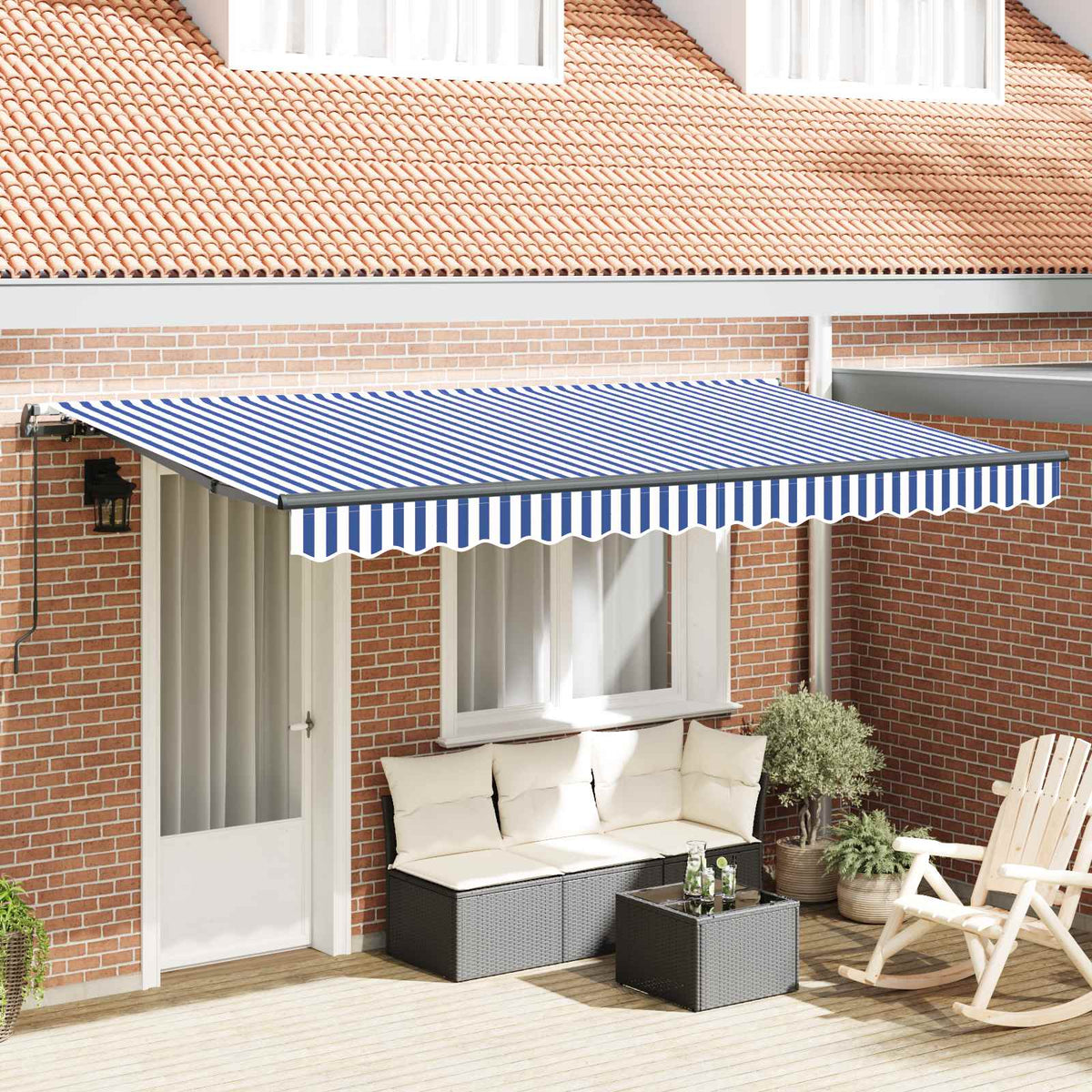 Inklapbaar Zonnescherm Blauw 350 x 200 cm Stof is nu te koop bij PeponiXL, paradijselijk wonen!