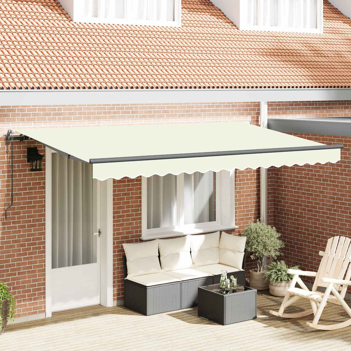 Inklapbaar Zonnescherm Crème 350 x 200 cm Stof is nu te koop bij PeponiXL, paradijselijk wonen!