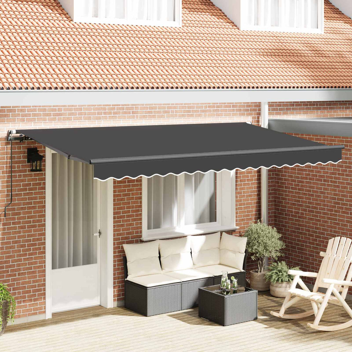 Inklapbaar Zonnescherm Antraciet 350 x 200 cm Stof is nu te koop bij PeponiXL, paradijselijk wonen!