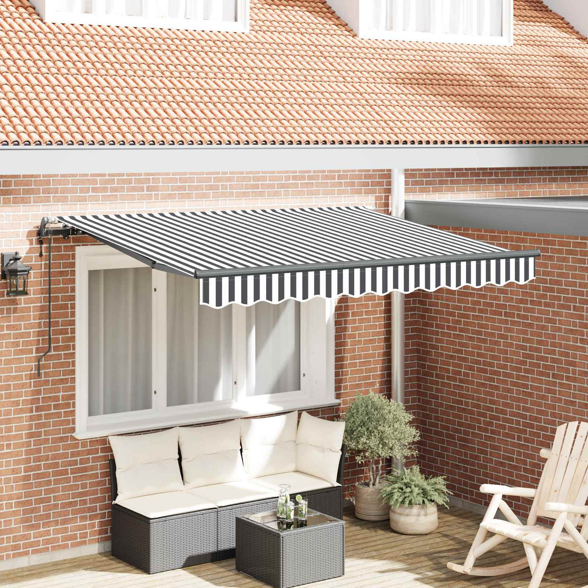 Inklapbaar Zonnescherm Antraciet 350 x 200 cm Stof is nu te koop bij PeponiXL, paradijselijk wonen!