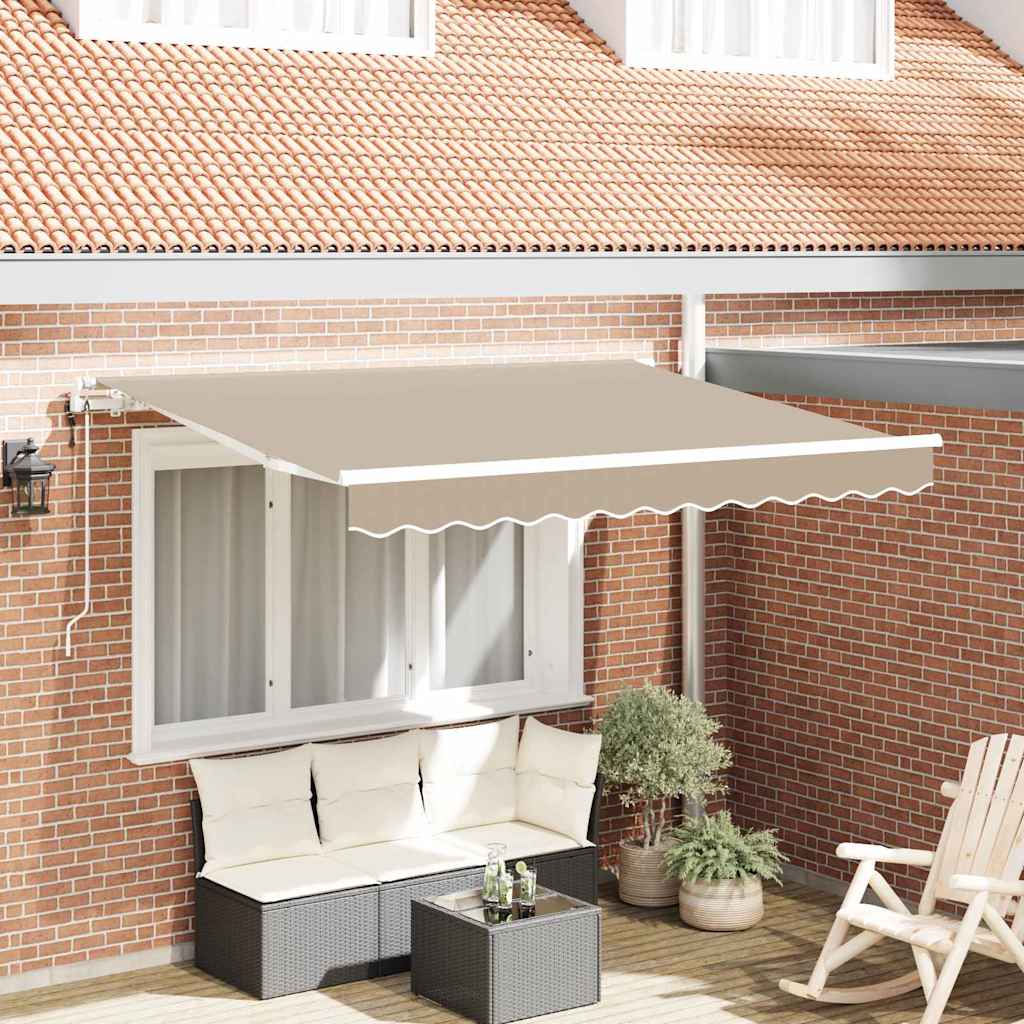 Inklapbaar Zonnescherm Beige 350 x 200 cm Stof is nu te koop bij PeponiXL, paradijselijk wonen!