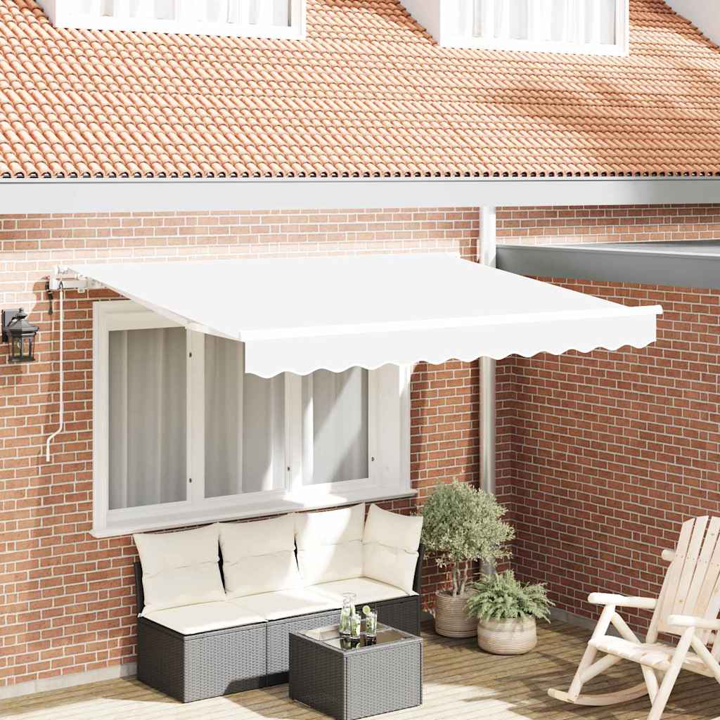 Inklapbaar Zonnescherm Wit 350 x 200 cm Stof is nu te koop bij PeponiXL, paradijselijk wonen!