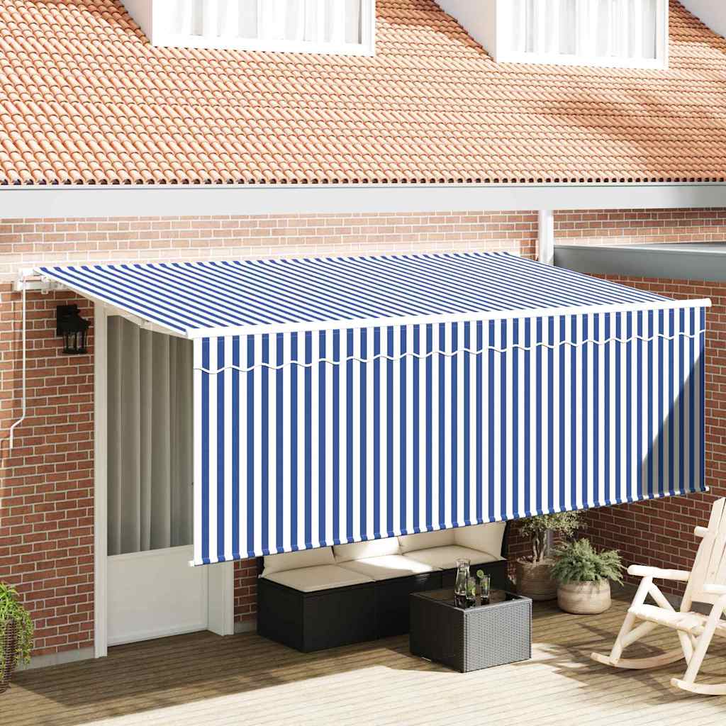 Inklapbaar Zonnescherm Blauw en Wit 400 x 200 cm is nu te koop bij PeponiXL, paradijselijk wonen!