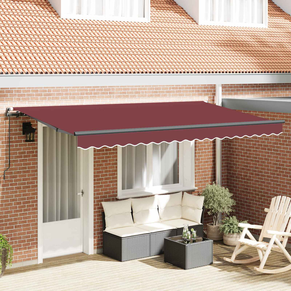 Inklapbaar Zonnescherm Bordeauxrood 400 x 200 cm Stof is nu te koop bij PeponiXL, paradijselijk wonen!