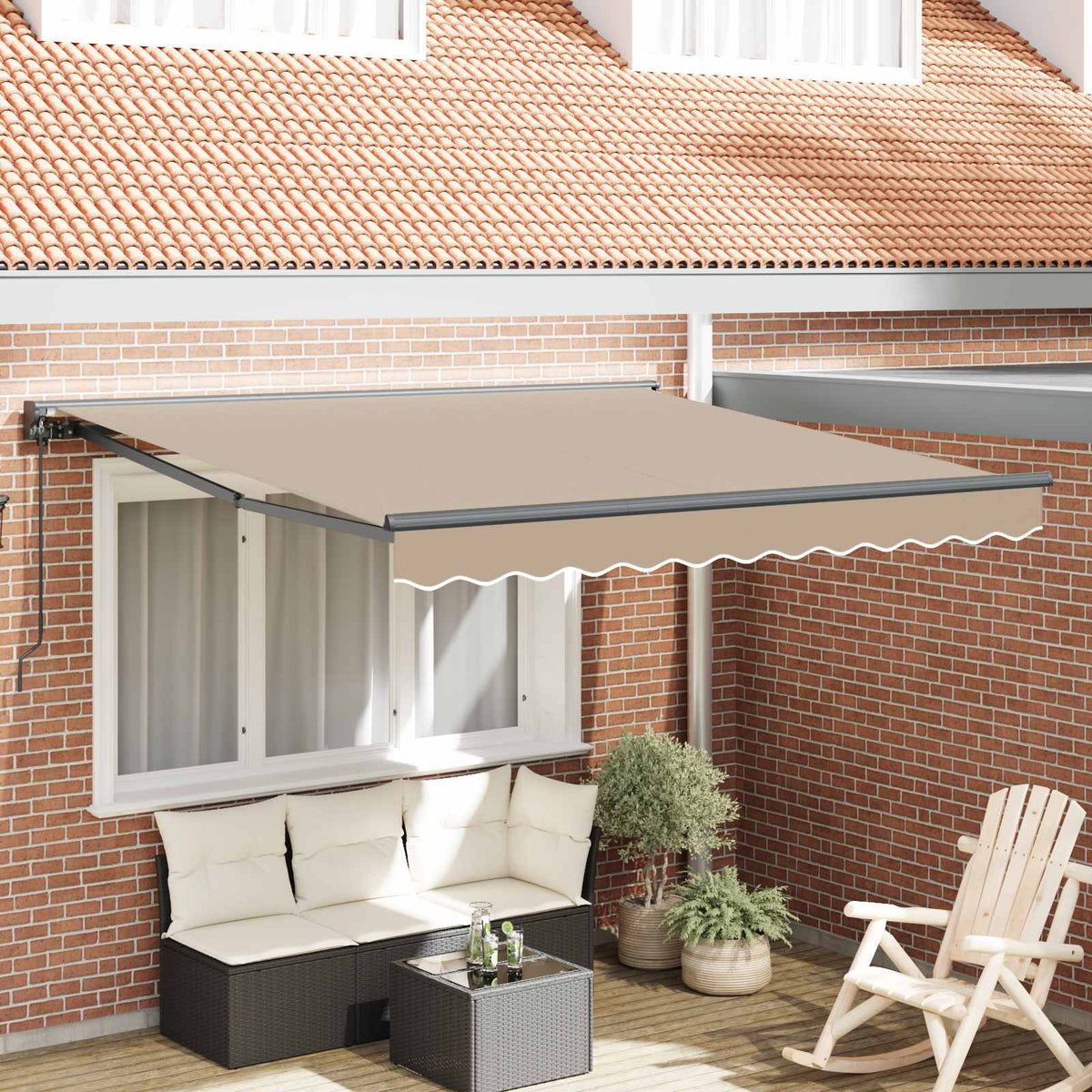 Zijde Frame Beige 300 x 250 cm Polyester met PU-coating is nu te koop bij PeponiXL, paradijselijk wonen!