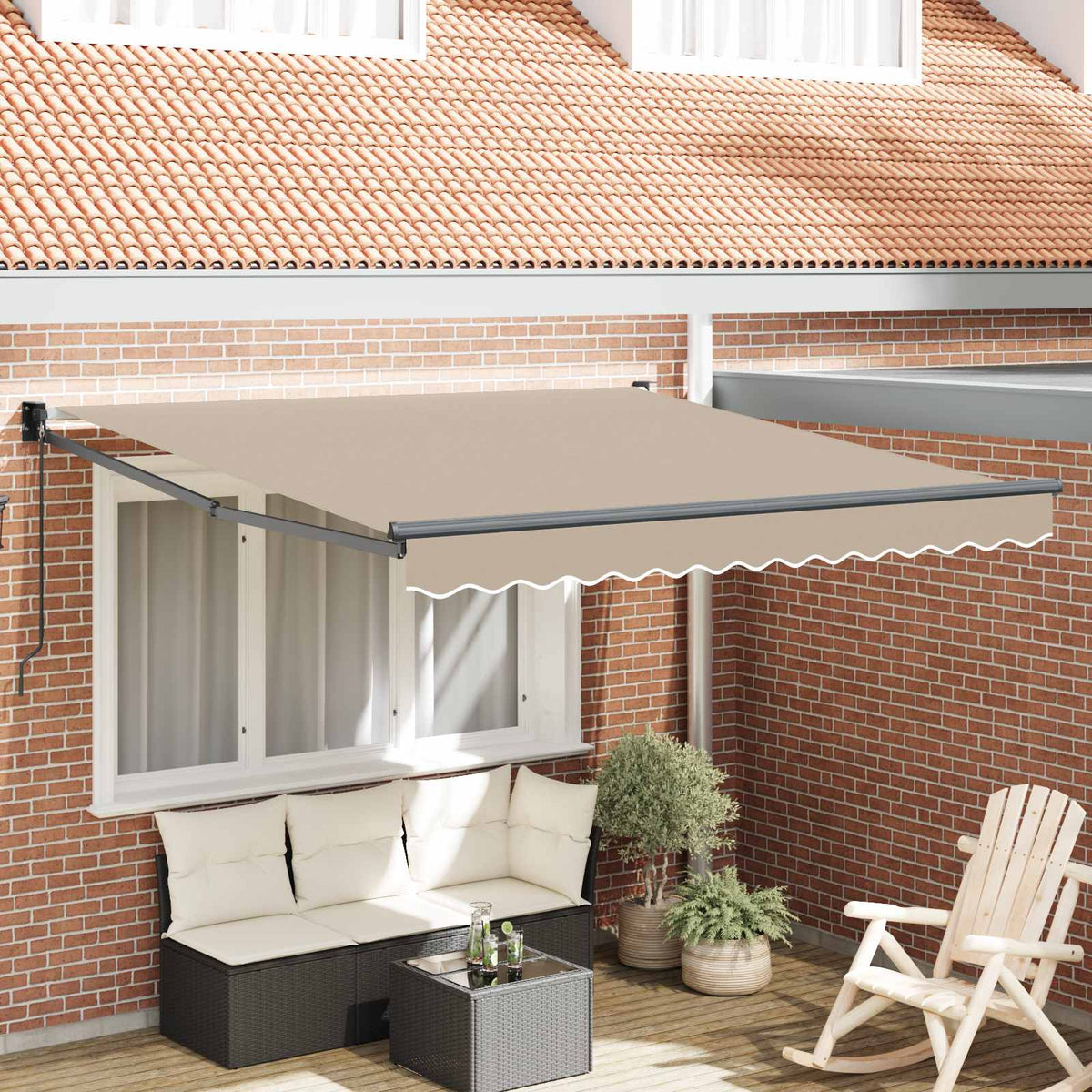 Inklapbaar Zonnescherm Beige 350 x 250 cm is nu te koop bij PeponiXL, paradijselijk wonen!
