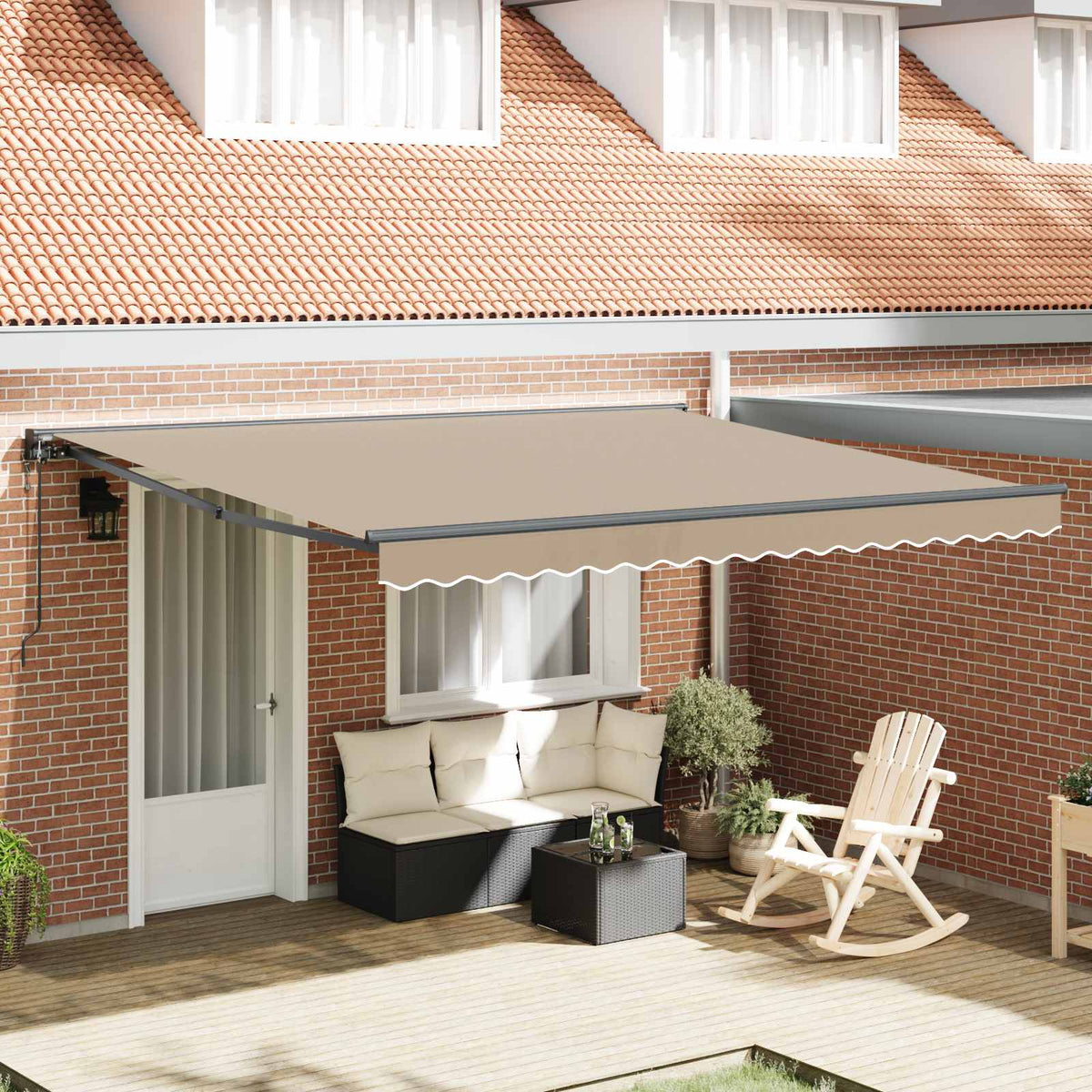 Zijde Frame Beige 400 × 300 cm Polyester met PU-coating is nu te koop bij PeponiXL, paradijselijk wonen!