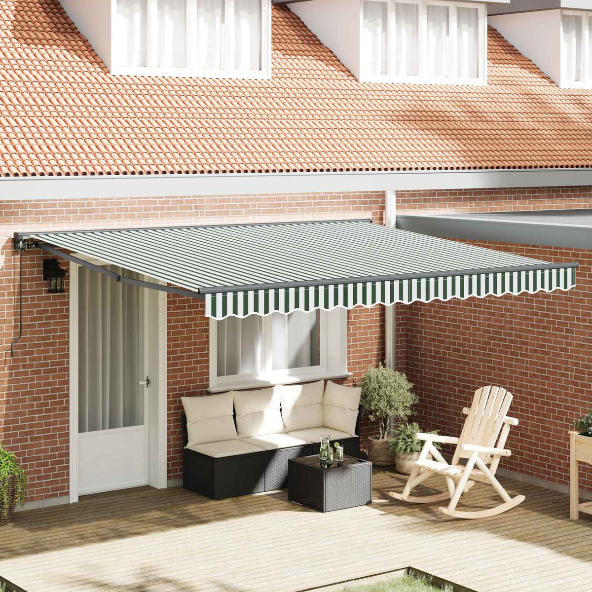 Zijde Frame Groen en Wit 400 × 300 cm Polyester met PU-coating is nu te koop bij PeponiXL, paradijselijk wonen!
