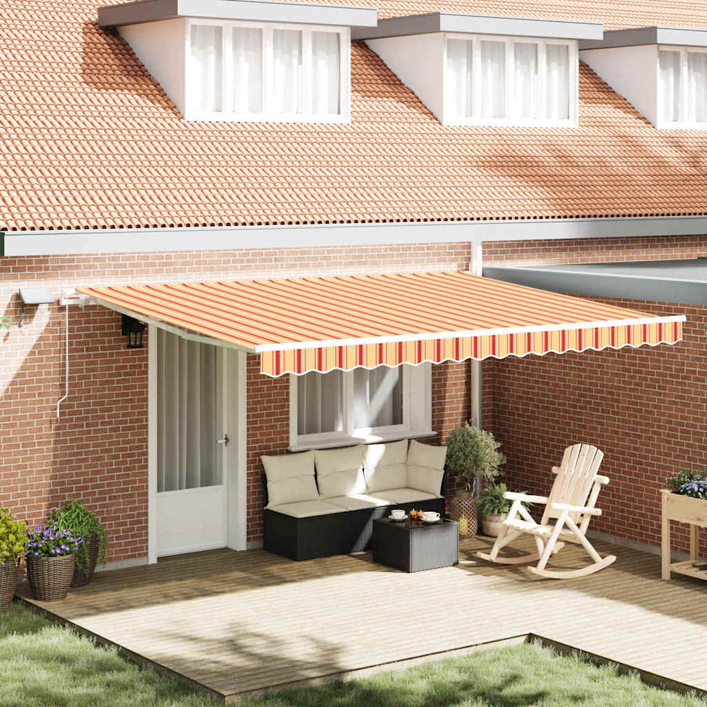 Inklapbaar Zonnescherm met geel en oranje 450 ×300 cm Stof is nu te koop bij PeponiXL, paradijselijk wonen!