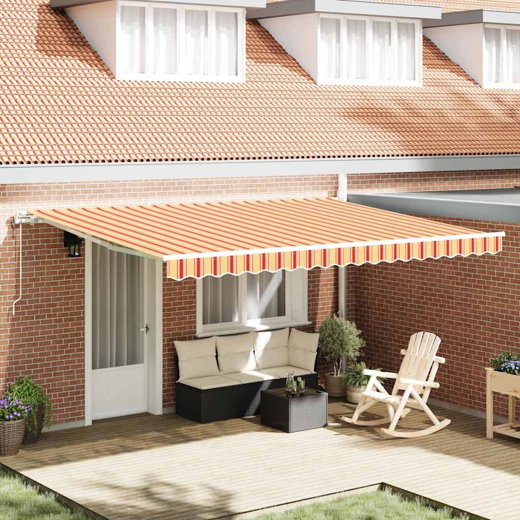 Elektrisch Uittrekbaar Zonnescherm Geel en Oranje 450 × 300 cm is nu te koop bij PeponiXL, paradijselijk wonen!