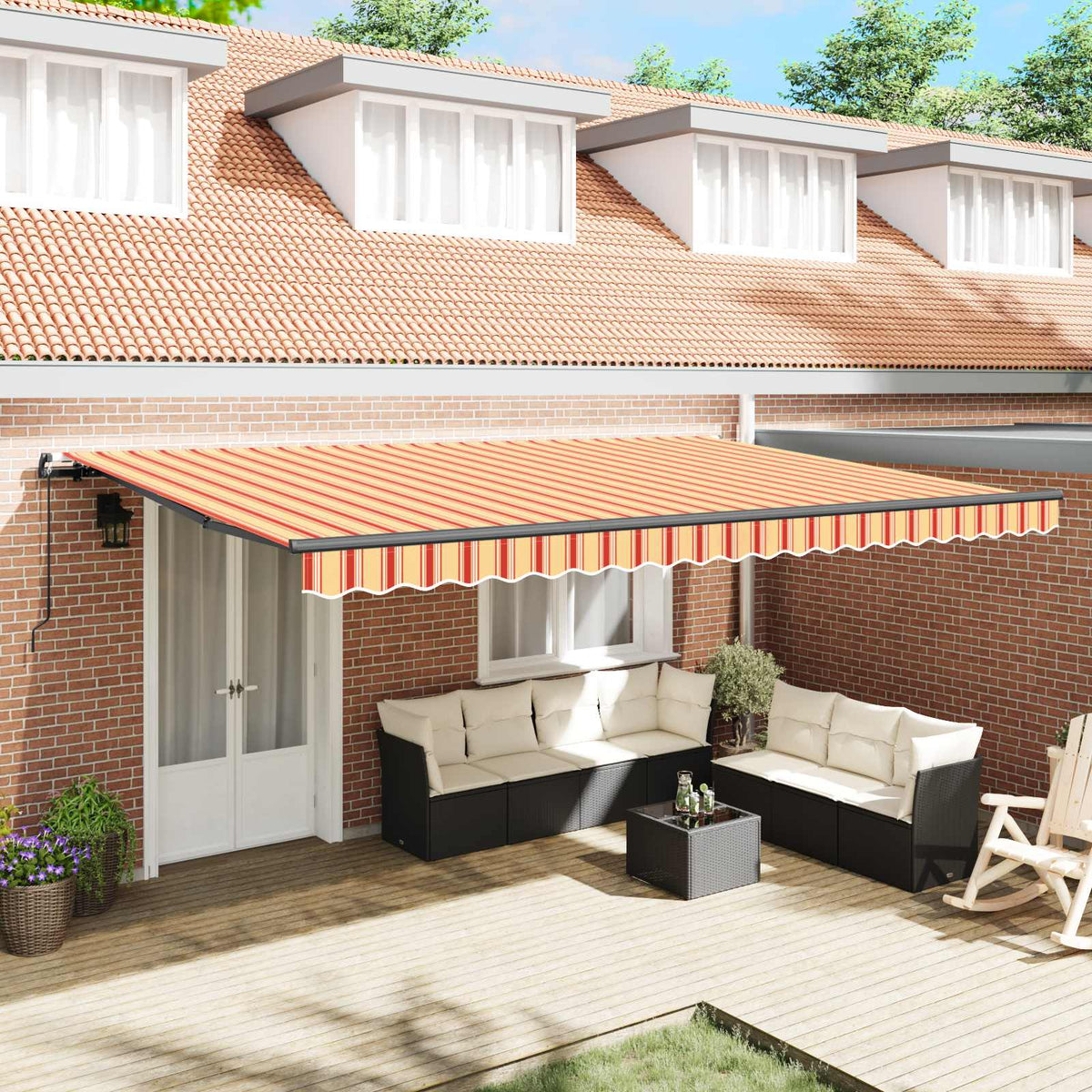 Inklapbaar Zonnescherm Geel en Oranje 500 × 300 cm is nu te koop bij PeponiXL, paradijselijk wonen!