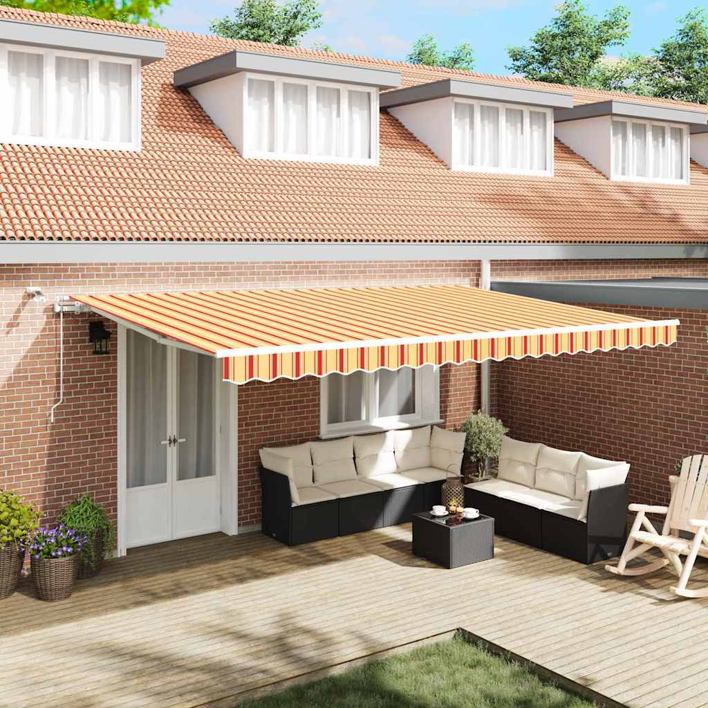 Inklapbaar Zonnescherm Geel en Oranje 500 × 350 cm is nu te koop bij PeponiXL, paradijselijk wonen!