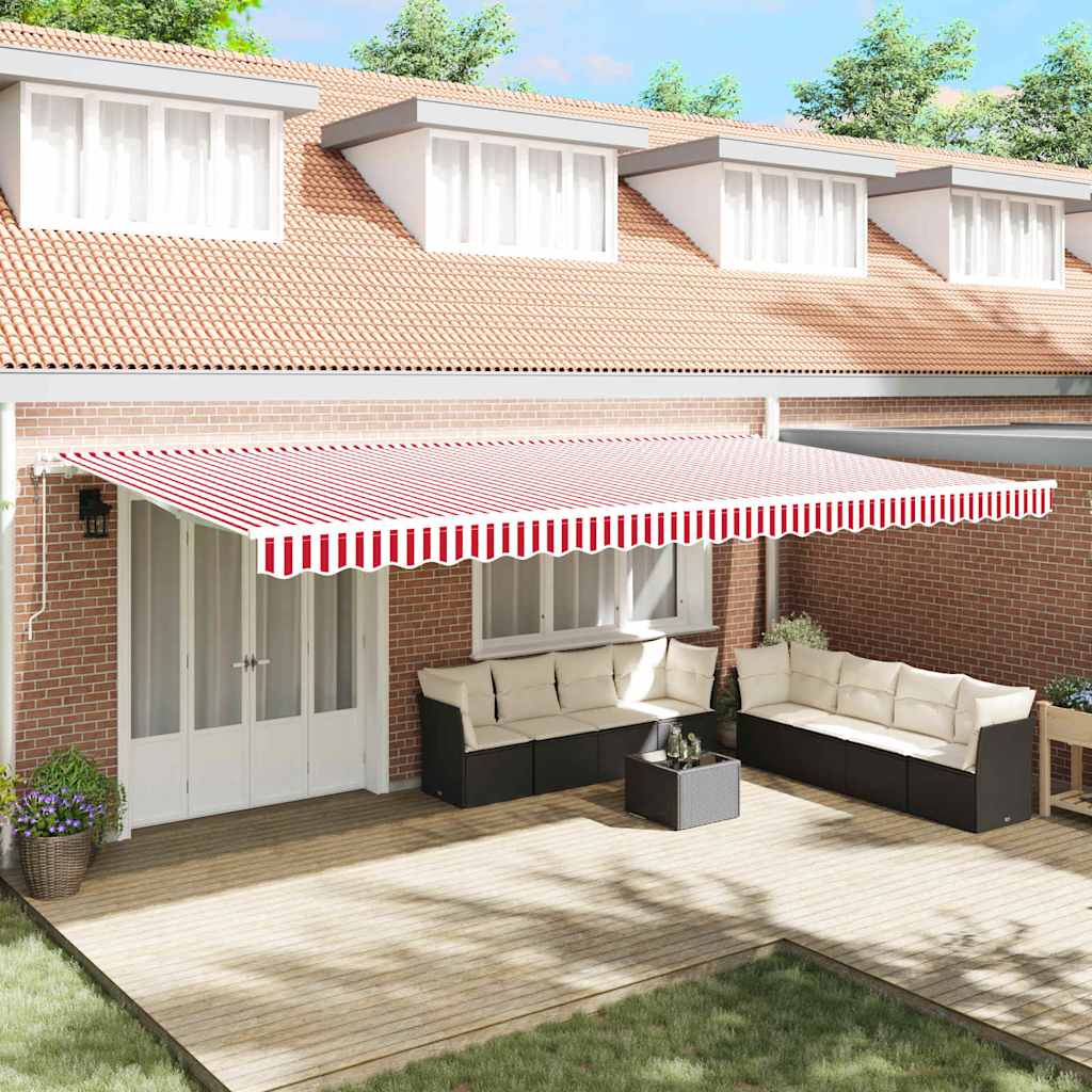 Elektrisch Uittrekbaar Zonnescherm Rood en Wit 600 × 350 cm is nu te koop bij PeponiXL, paradijselijk wonen!