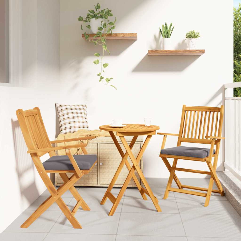 Opvouwbare stoel met kussen 2 pcs Bruin Massief acaciahout is nu te koop bij PeponiXL, paradijselijk wonen!