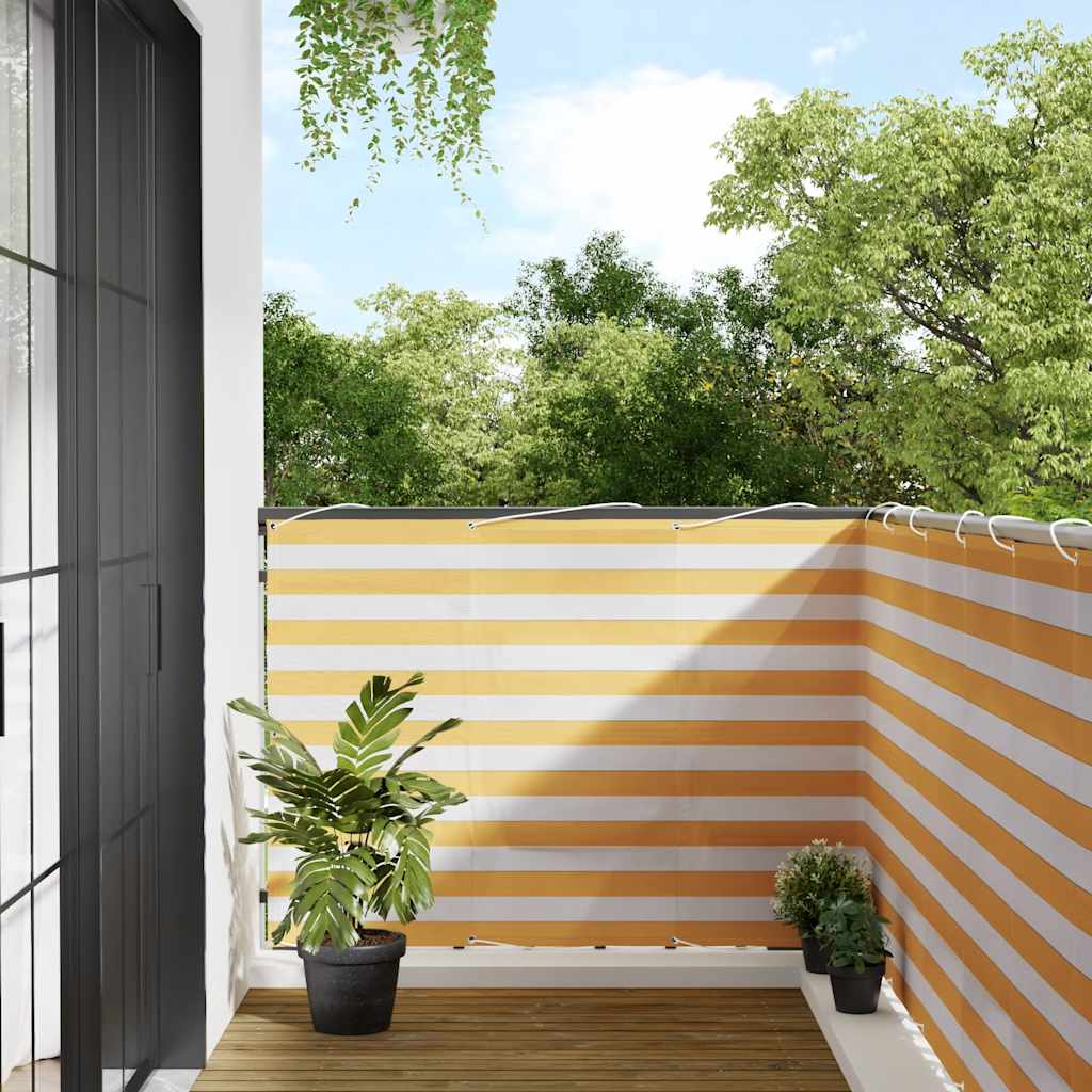 Balkonscherm Geel en Wit Gestreept 120x700 cm is nu te koop bij PeponiXL, paradijselijk wonen!