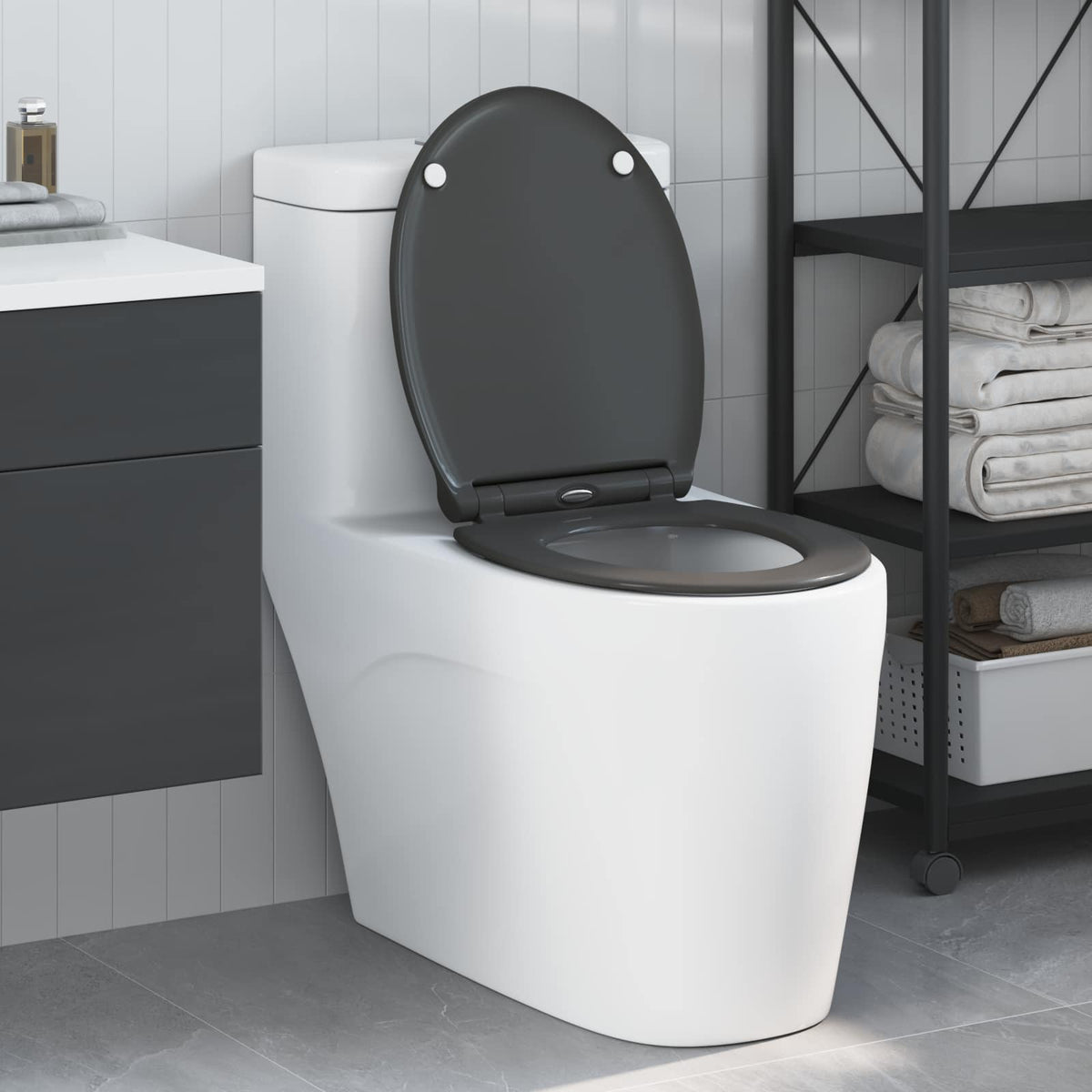Toiletzitting Antraciet 47 x 37,5 x 3,8 cm Duroplast is nu te koop bij PeponiXL, paradijselijk wonen!