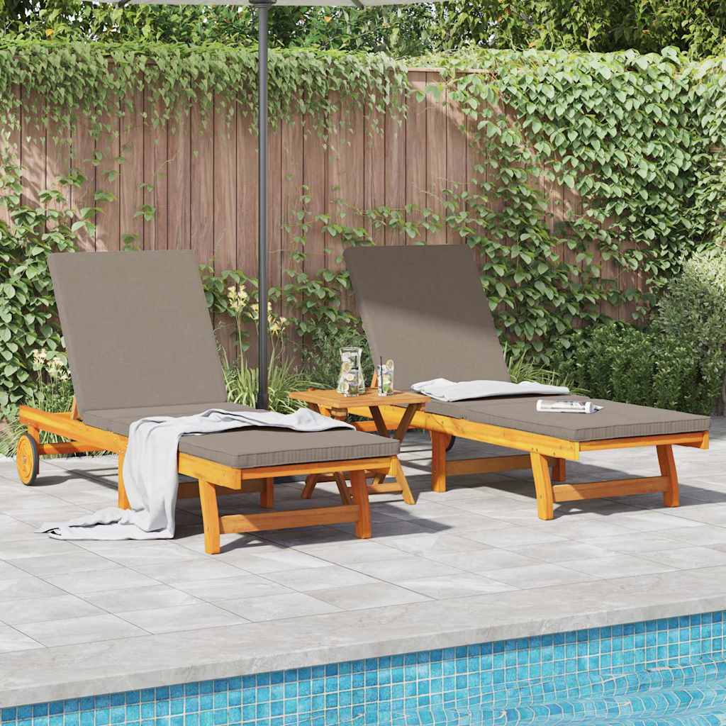 Ligstoel 2-persoon 2 pcs Bruin Massief Acaciahout is nu te koop bij PeponiXL, paradijselijk wonen!