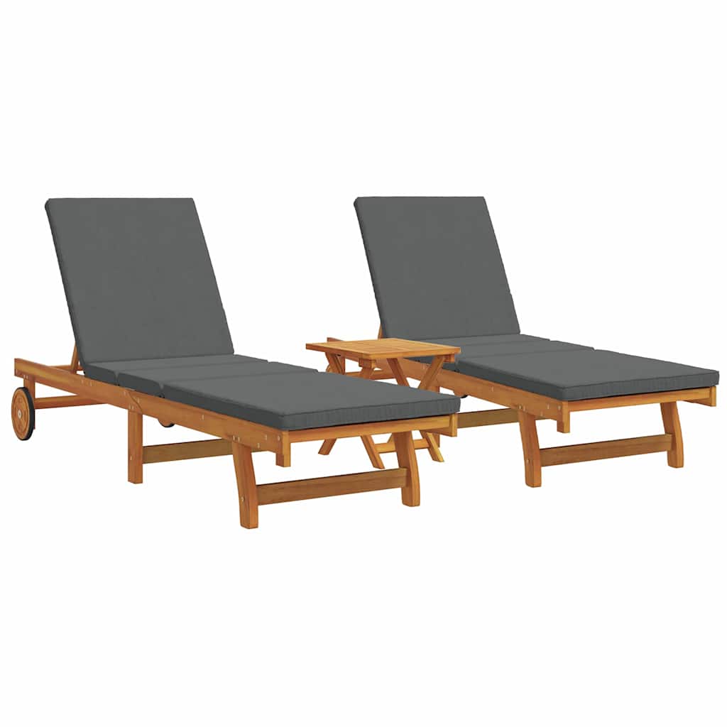Ligstoel 2-persoon 3 pcs Bruin Massief Acaciahout is nu te koop bij PeponiXL, paradijselijk wonen!