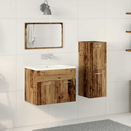 Badkamermeubelset 3 st Oud Hout 60 x 38,5 x 46 cm Bewerkt hout is nu te koop bij PeponiXL, paradijselijk wonen!